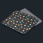 Housse Pour Ordinateur Portable Motif de points de rendu colorés<br><div class="desc">Elégant coloré moderne de taille aléatoire dote sans couture motif avec arrière - plan noir contrastant.</div>