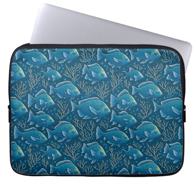 Housse Pour Ordinateur Portable Motif de poisson bleu (Devant)