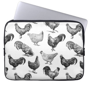 Housse Pour Ordinateur Portable Motif de poulet de la ferme Retro Country