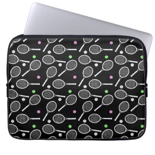 Housse Pour Ordinateur Portable Motif de raquette de tennis Arrière - plan noir