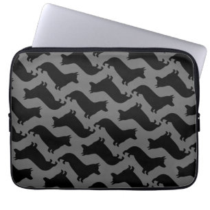 Housse Pour Ordinateur Portable Motif de silhouettes de Corgi Gallois de Pembroke