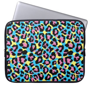 Housse Pour Ordinateur Portable Motif de Spots Neon Leopard