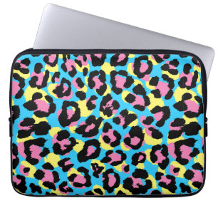 Housse Pour Ordinateur Portable Motif de Spots Neon Leopard