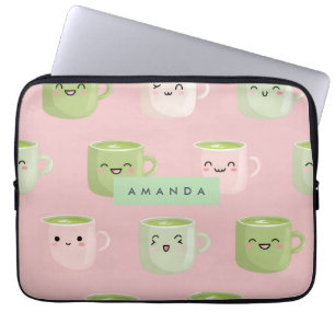 Housse Pour Ordinateur Portable Motif de thé Pastel Kawaii Matcha personnalisé