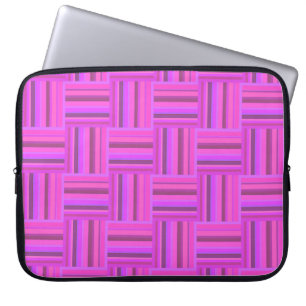 Housse Pour Ordinateur Portable Motif de tissage à rayures roses