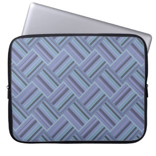 Housse Pour Ordinateur Portable Motif de tissage en diagonale gris bleu