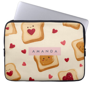 Housse Pour Ordinateur Portable Motif de toast et de confiture de coeur personnali