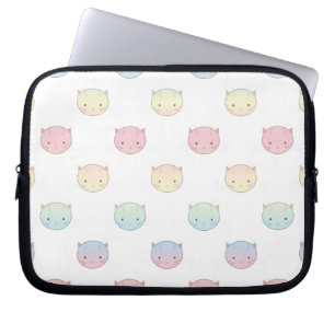 Housse Pour Ordinateur Portable Motif de visages de chatons pastel mignons