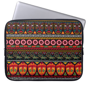 Housse Pour Ordinateur Portable Motif décoratif sur un arrière - plan noir en Afri