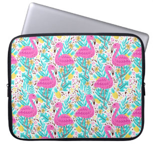 Housse Pour Ordinateur Portable Motif d'été brillant avec flamant, coeur, glace-