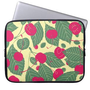 Housse Pour Ordinateur Portable Motif d'été de couleur vive avec cerises. Grappe