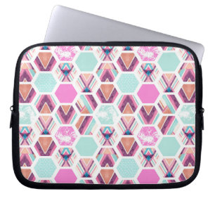 Housse Pour Ordinateur Portable Motif d'hexagone d'aquarelle