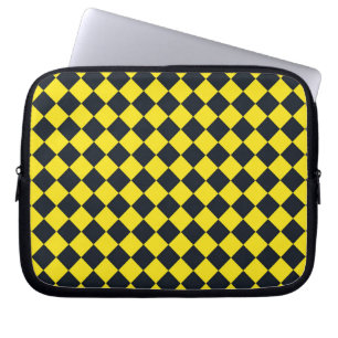 Housse Pour Ordinateur Portable Motif diamant jaune de damier noir