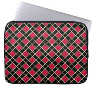 Housse Pour Ordinateur Portable Motif diamant noir et rouge