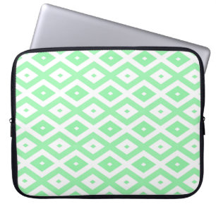 Housse Pour Ordinateur Portable Motif diamant vert et blanc