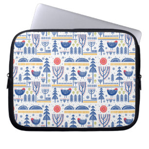 Housse Pour Ordinateur Portable Motif d'oiseau d'hiver d'art populaire