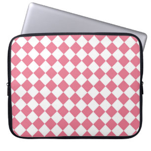 Housse Pour Ordinateur Portable Motif du vérificateur de diamants rose blanc