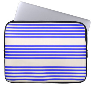 Housse Pour Ordinateur Portable Motif électrique bleu et beige cinq bandes