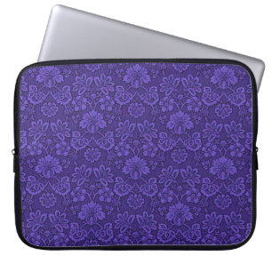 Housse Pour Ordinateur Portable Motif élégant damassé violet vintage