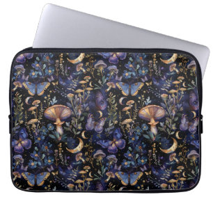 Housse Pour Ordinateur Portable Motif Élégant de Papillons Floraux et Lunes