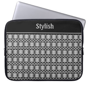Housse Pour Ordinateur Portable Motif élégant en gris noir et argent