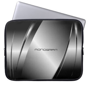 Housse Pour Ordinateur Portable Motif en acier inoxydable gris argent