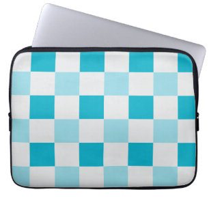 Housse Pour Ordinateur Portable Motif en damier blanc et bleu