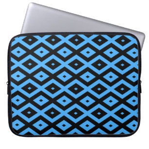 Housse Pour Ordinateur Portable Motif en diamant bleu ciel et noir