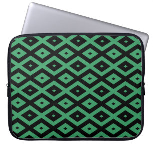 Housse Pour Ordinateur Portable Motif en diamant vert et noir