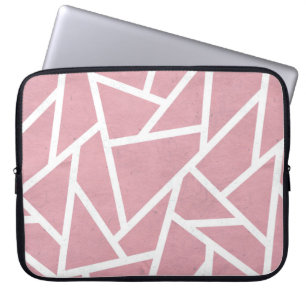 Housse Pour Ordinateur Portable Motif en mosaïque corail et blanc