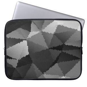 Housse Pour Ordinateur Portable Motif en mosaïque noire et blanche