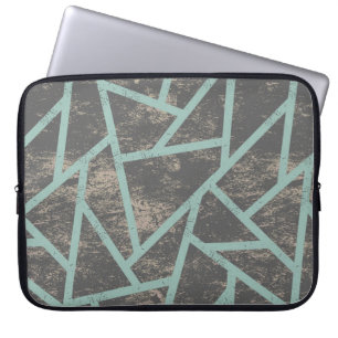 Housse Pour Ordinateur Portable Motif en mosaïque vert pâle et gris