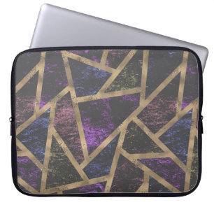 Housse Pour Ordinateur Portable Motif en mosaïque violet et or