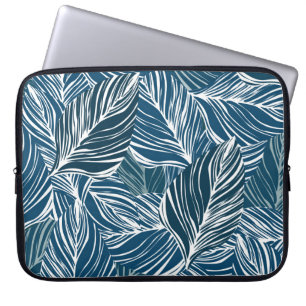 Housse Pour Ordinateur Portable Motif Feuille bleue : Papier peint Vintage.