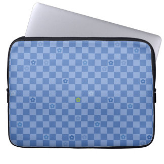 Housse Pour Ordinateur Portable Motif Fleur à Carreaux N° 01 - Bleu Clair