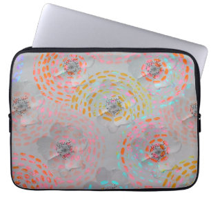 Housse Pour Ordinateur Portable Motif fleuri coloré avec lignes graphiques pointil
