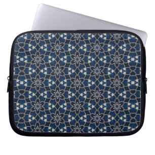Housse Pour Ordinateur Portable Motif Fleurs Bleu Minuit