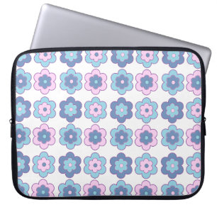 Housse Pour Ordinateur Portable Motif Fleurs Bulles Rétro (rose et bleu)