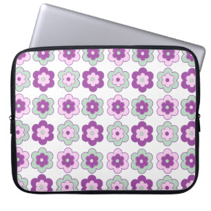 Housse Pour Ordinateur Portable Motif Fleurs Bulles Rétro (Violet et Vert)