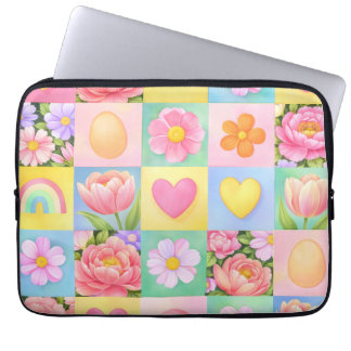Housse Pour Ordinateur Portable Motif floral à carreaux tendance pour le printemps