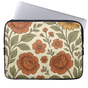 Housse Pour Ordinateur Portable Motif Floral Automnal Vintage – Botanique Rustique