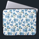 Housse Pour Ordinateur Portable Motif floral bleu aquarelle. Fleurs mignonnes<br><div class="desc">Manche d'ordinateur portable à motif floral bleu aquarelle.</div>