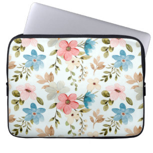 Housse Pour Ordinateur Portable Motif floral de fleurs sauvages à l'aquarelle
