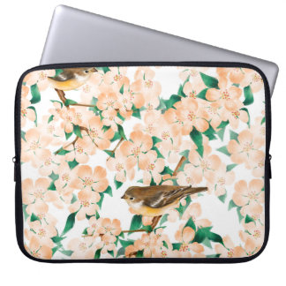 Housse Pour Ordinateur Portable Motif floral incolore avec oiseaux
