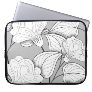 Housse Pour Ordinateur Portable Motif Floral Monochrome Sans Seamless. Flo tiré à
