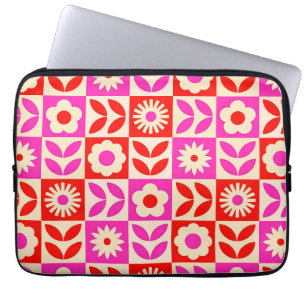 Housse Pour Ordinateur Portable Motif floral rétro vibrant