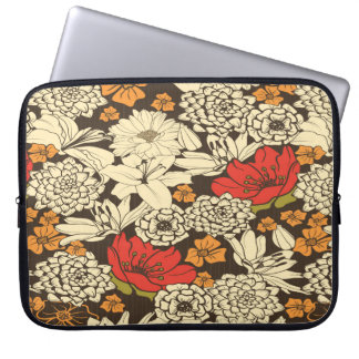 Housse Pour Ordinateur Portable Motif Floral Sans Couleur Avec Fleurs Rouges