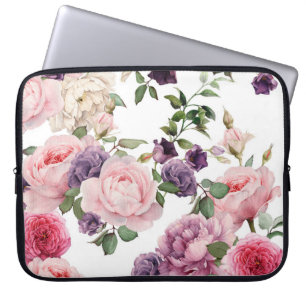 Housse Pour Ordinateur Portable Motif floral sans couture avec roses, aquarelle. p