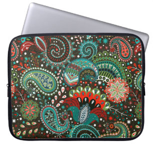 Housse Pour Ordinateur Portable Motif Floral sans soudure avec éléments cachemir