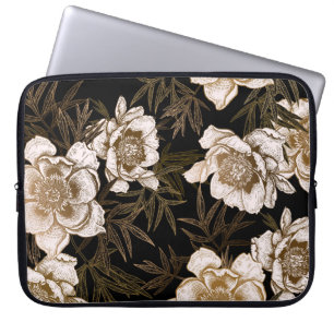 Housse Pour Ordinateur Portable Motif floral sans soudure. Jardin fleurs pivoines